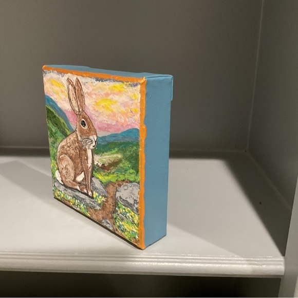 🔴HOLD FOR BELLAM247🔴Heavy Texture Colorful Rabbit Canvas Art🔴 - Picture 4 of 6